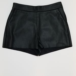 Express black faux vegan leather clean front shorts with pockets, sz 2